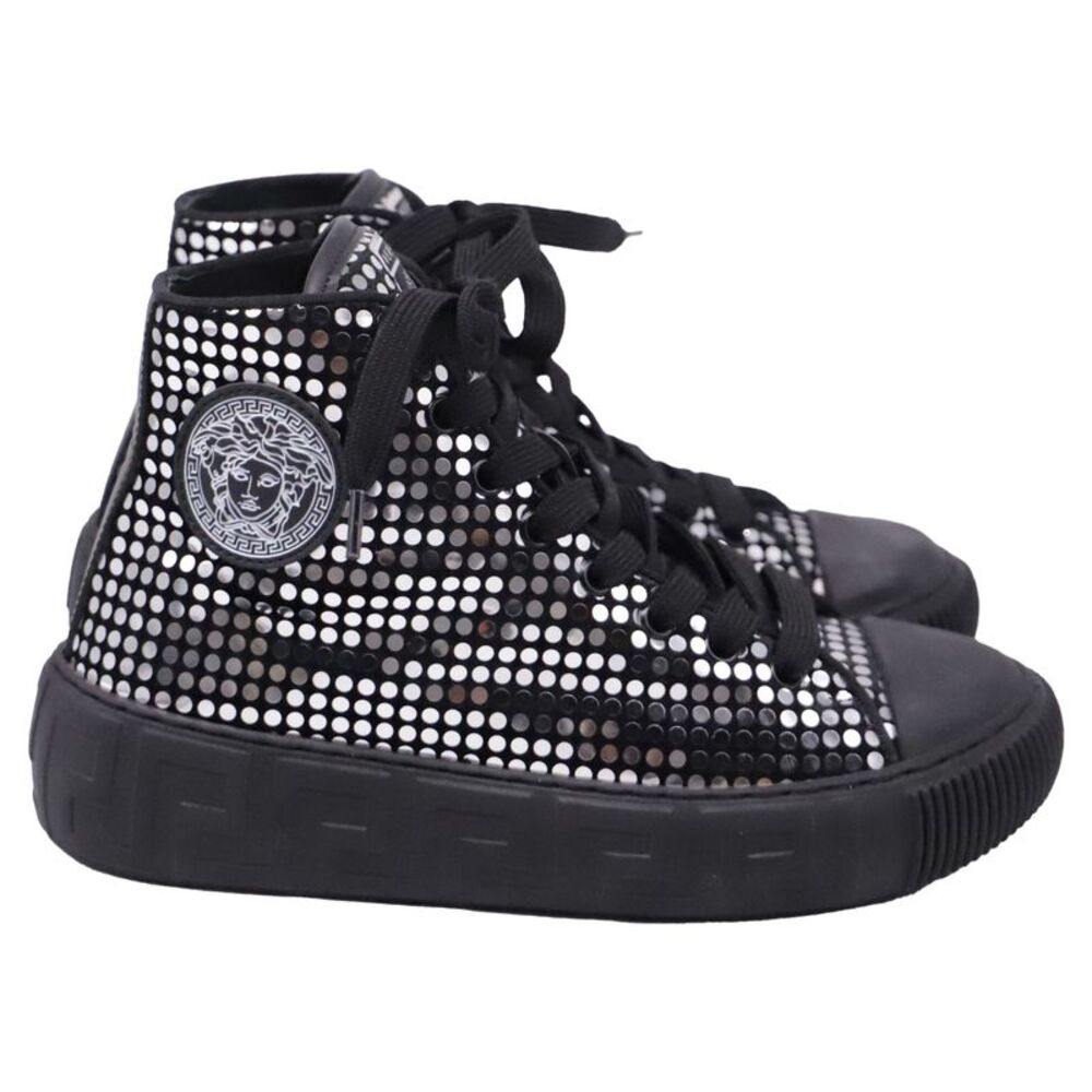 Versace Greca Sequined high-Top Sneakers in Black Velvet